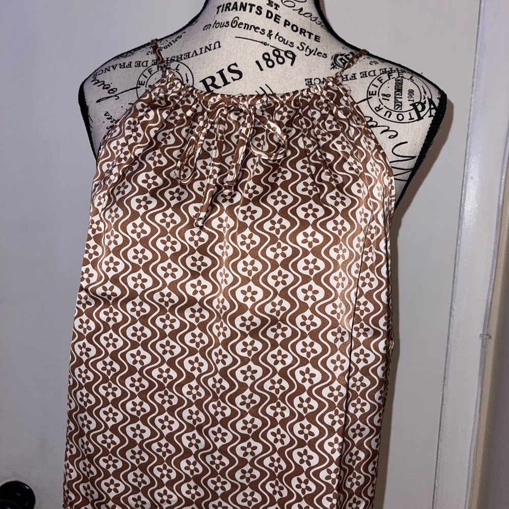 Pink Rose Brown and White Patterned Blouse